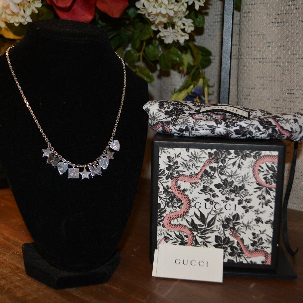 Gucci Trademark Charm necklace 925 sterling silver Pre-loved